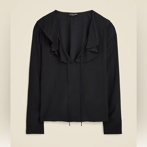 J. Crew Women's Black Blouse with Ruffle Detail